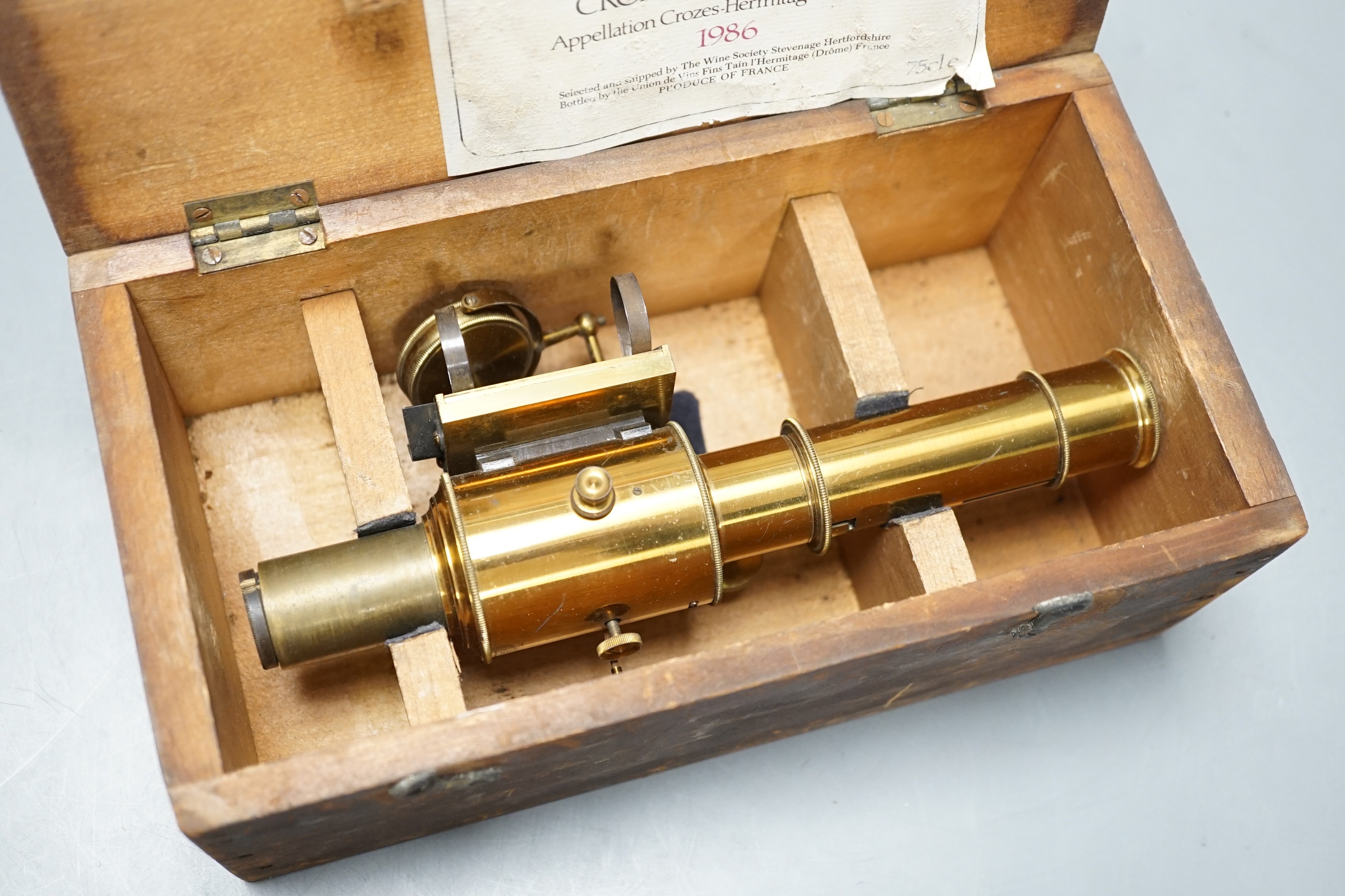 A cased John Browning lacquered brass Sorby-Browning Microspectroscope